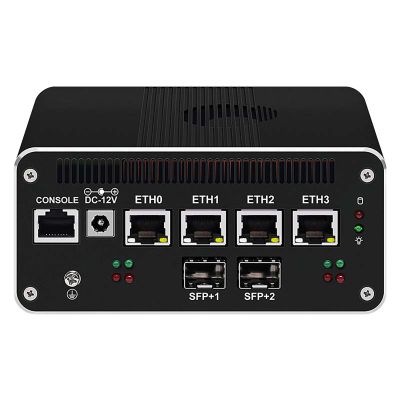 Mrroute Firewall Mini PC Intel Core 1250P(12C/16T,Up to 4.4GHz),2xSFP+10GbE Ports,16G RAM 256G SSD Mini Home Server/Router Computer,4xi226-V 2.5GbE,HDMI+DP Triple Display,1xConsole Micro PC