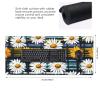 BTCOWZRV Large Mousepad Daisies and Stripes Gaming Mousepad 16 X 35.5 in Waterproof Keyboard Mousepad Mat Laptop Desk Mat with Stitched Edges Non-Slip Desk Writing Pad for Office Home, Black view 2