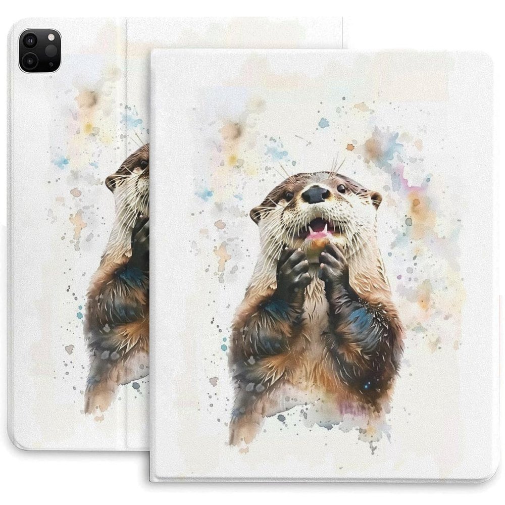 Dolrlasin Abstract Otter Watercolor Case for iPad Pro 11 Inch Case 2020(2nd Gen) with Pencil Holder, Smart iPad Case Support Touch ID and Auto Wake/Sleep
