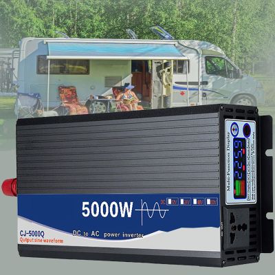 5000 Watt Pure Sine Wave Power Inverter 12V/24V/48V DC to 110V AC Converter for Vehicle/Home/RV/Truck Off-Grid Solar Power Inverter with AC Outlets and Color Screen Display,DC24VtoAC220V