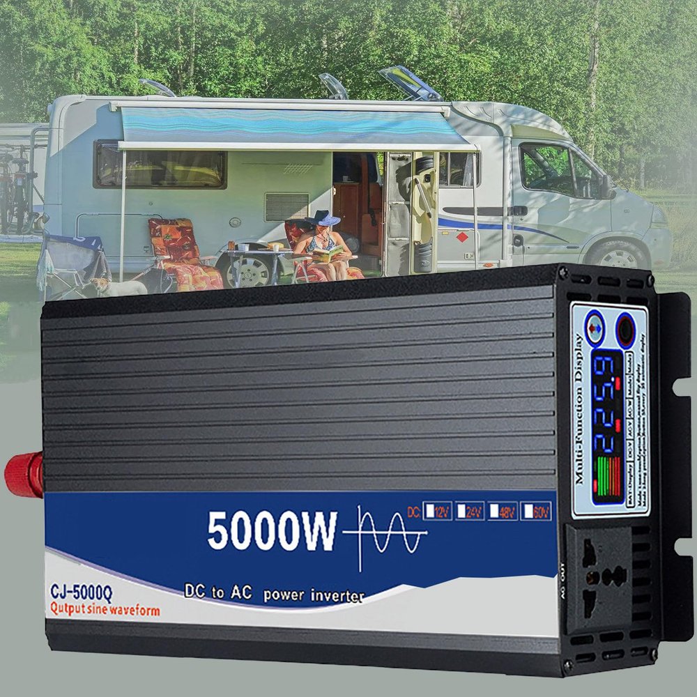 5000 Watt Pure Sine Wave Power Inverter 12V/24V/48V DC to 110V AC Converter for Vehicle/Home/RV/Truck Off-Grid Solar Power Inverter with AC Outlets and Color Screen Display,DC24VtoAC220V