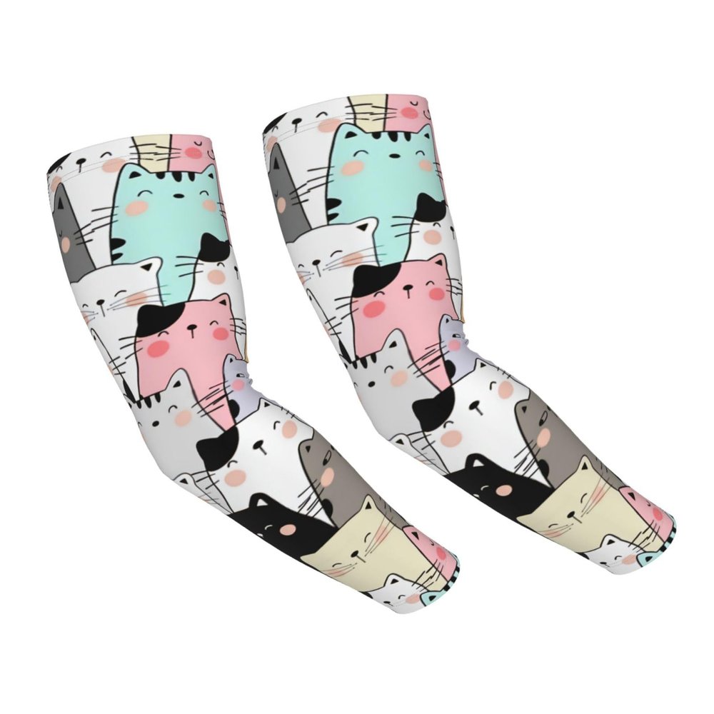 ASYG Cute Cat Arm Sleeves Sun Sports Sleeves Arm Sleeves Cooling Sleeves for Women and Men