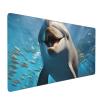 BTCOWZRV Large Mousepad Happy Dolphin Gaming Mousepad 16 X 35.5 in Waterproof Keyboard Mousepad Mat Laptop Desk Mat with Stitched Edges Non-Slip Desk Writing Pad for Office Home, Black view 1