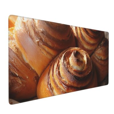 BTCOWZRV Large Mousepad Danish Bread Gaming Mousepad 16 X 35.5 in Waterproof Keyboard Mousepad Mat Laptop Desk Mat with Stitched Edges Non-Slip Desk Writing Pad for Office Home, Black