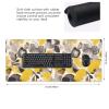 BTCOWZRV Large Mousepad Yellow Gray Flower Gaming Mousepad 16 X 35.5 in Waterproof Keyboard Mousepad Mat Laptop Desk Mat with Stitched Edges Non-Slip Desk Writing Pad for Office Home, Black view 2