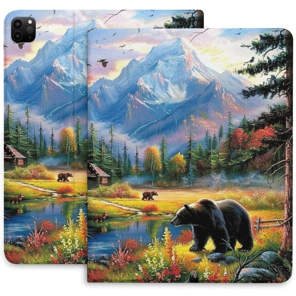 Dolrlasin Black Bear Forest Field Case for iPad Pro 11 Inch Case 2020(2nd Gen) with Pencil Holder, Smart iPad Case Support Touch ID and Auto Wake/Sleep