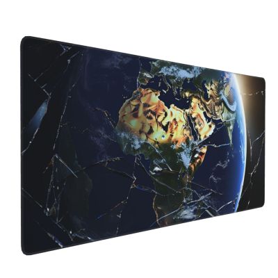 BTCOWZRV Large Mousepad Earth Gaming Mousepad 16 X 35.5 in Waterproof Keyboard Mousepad Mat Laptop Desk Mat with Stitched Edges Non-Slip Desk Writing Pad for Office Home, Black