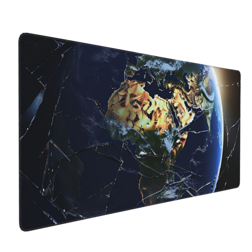 BTCOWZRV Large Mousepad Earth Gaming Mousepad 16 X 35.5 in Waterproof Keyboard Mousepad Mat Laptop Desk Mat with Stitched Edges Non-Slip Desk Writing Pad for Office Home, Black