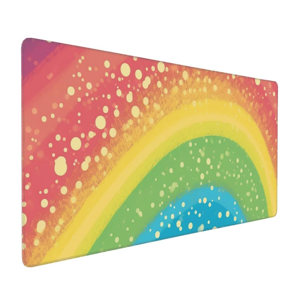 BTCOWZRV Large Mousepad Dream Rainbow Gaming Mousepad 16 X 35.5 in Waterproof Keyboard Mousepad Mat Laptop Desk Mat with Stitched Edges Non-Slip Desk Writing Pad for Office Home, Black