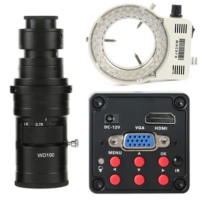 Joebo Microscope Kit 1080P Sensor Industrial Digital Video Microscope Camera Microscope Lens Adapters (Color : 200x Lens with Light)