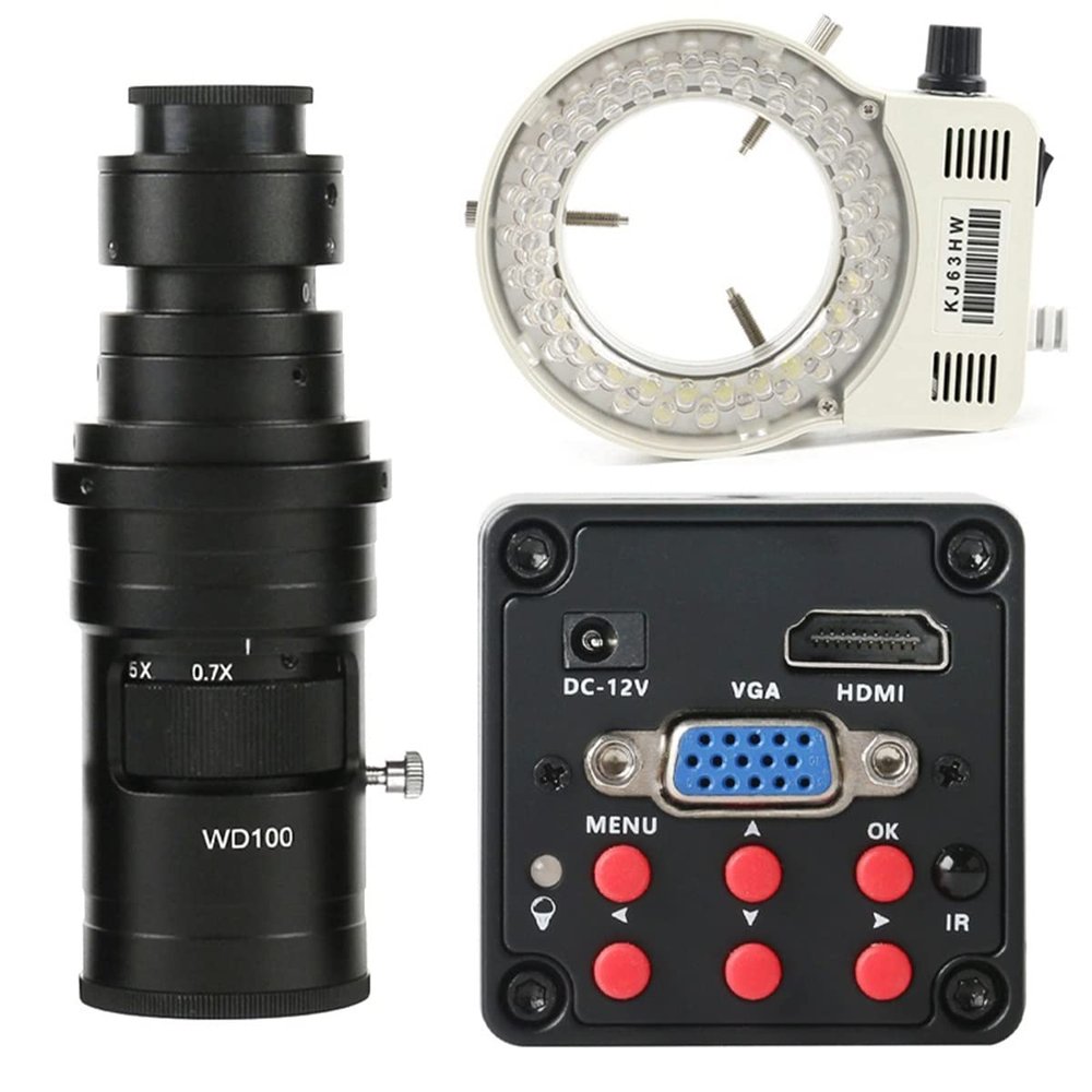 Joebo Microscope Kit 1080P Sensor Industrial Digital Video Microscope Camera Microscope Lens Adapters (Color : 200x Lens with Light)