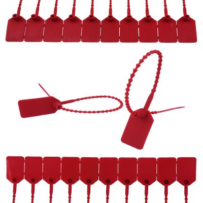 JAVIKA 1000pcs Plastic Tamper Seal, Cable Labels, Pull-Tite Security Seal, Zip Ties, Cord Labels for Luggage, Electronics, Cable Management, Fire Extinguisher Tags-(9.2 inch, Red)