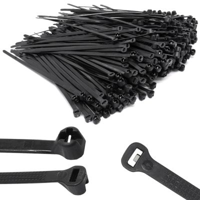300pcs Push Mount Zip Ties, 6" Cable Zip Tie with Stainless Steel Metal Tooth Locking Device, Self Locking Straps Heavy Duty Nylon Zip Tie Clips for Industry, Auto, Construction, Electronic (6inch)