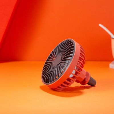 UPWONEA Small Car Fan, Auto Mini Fan with Light, USB Portable Personal Fan, Travel Camping Cooling Fan, USB Powered Lighted Fan,Air Conditioning Vent Auxiliary Fan, 3 Speed Adjustable,Red