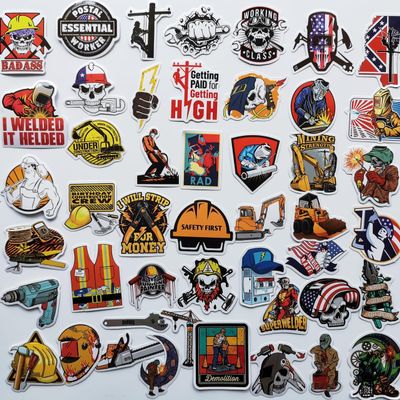 DirectNine Basics Funny Welding Sticker Badass Welding Hard Hat Decals Lineman Laborer Worker Electrician Sticker Pack Personalized Construction Hat Stickers