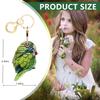 BORKUANA Leather Keychain Holder Case Compatible with Apple AirTag, Cute Protective Air Tag Cover with Keychain Ring, Anti-Scratch Finder GPS Tracker Case for Wallet Keys(Green Bird) view 2