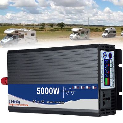 Inverter Voltage Converter 12V/24V/48V to 110V Pure Sine Wave Inverter with Color Screen Display Peak Power 5000W for Cars, Trucks, Camping, Emergency Household Appliances,DC24VtoAC220V