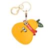 BORKUANA Leather Keychain Holder Case Compatible with Apple AirTag, Cute Protective Air Tag Cover with Keychain Ring, Anti-Scratch Finder GPS Tracker Case for Wallet Keys(Angry Pear) view 1