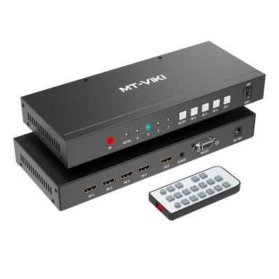 MT-VIKI 4K Seamless HDMI Switch 4 Port w/ 3.5mm AudioOutput + IR Remote, 4K@30Hz HDMI Switcher Selector 4 in 1 Out, 4:4:4, 18Gbps, RS232