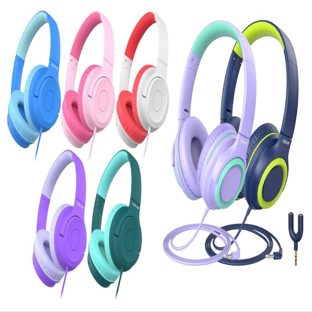 iClever HS27 & HS22 Kids Headphones - Comfortable Fit, Safe Volume Limited, Over Ear, Wired, 3.5mm, For Kids