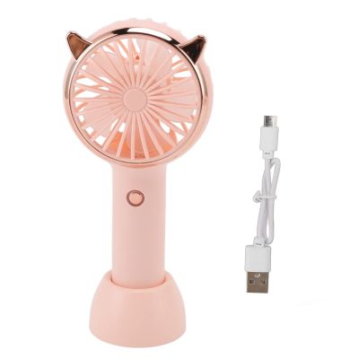 RTYUSWL Cat Ears Mini Portable Fan Small Handheld Fan with 3 Speeds USB Rechargeable Fan with Base for Kids Girls Woman Home Office Outdoor Travel(Pink)