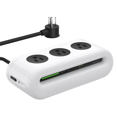65W Charging Station, USB Ports Power Strip, 6 Port Charging Station Surge Protector with 3 AC, 2 USB C, 1 USB A, 5ft Extension Cord, Power Delivery for Home, Office, Conference Rooms, Desk Accessory