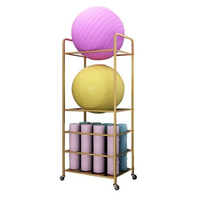 Aimery Yoga Mat Storage Holder with Wheels, Yoga Storage OrganizerWorkout Equipment Storage Organizer,Exercise Ball Holder, Yoga Ball Holder,Pregnancy Ball Organizer(Gold)