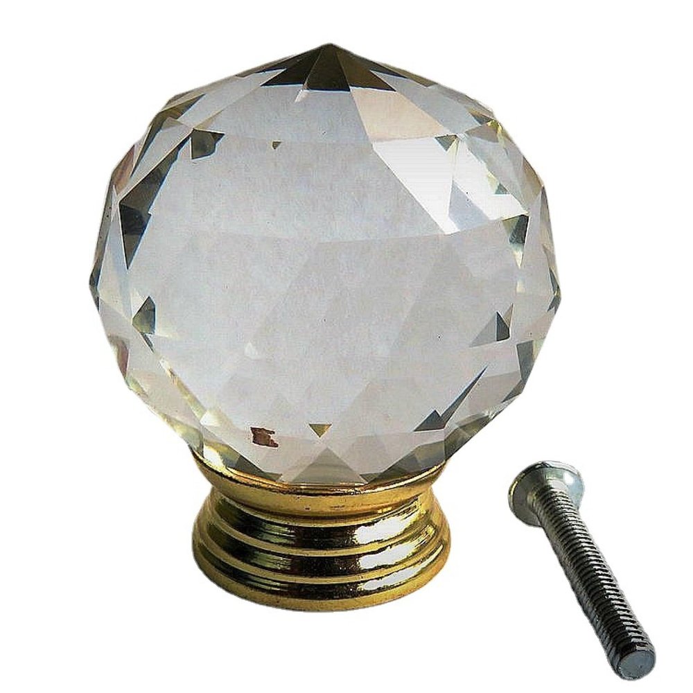 Cabinet Handles, 10 Pack Round Crystal Handle Single Hole Furniture Handle Gift Box Handle Storage Box Drawer Knob 25mm Gold Bottom (Color : Gold Bottom, Size : 25mm)