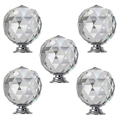 Cabinet Handles, 5pcs 30mm Round Diamond Crystal Cabinet Knobs Drawer Pull Handle Kitchen Door Wardrobe Hardware Used for Cabinet, Drawer,Dresser, Cupboard (Color : 5 Pcs)
