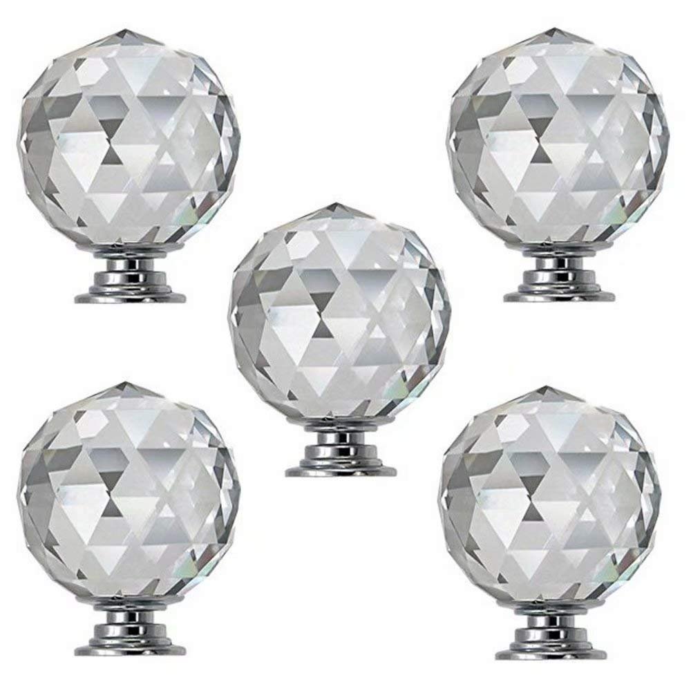 Cabinet Handles, 5pcs 30mm Round Diamond Crystal Cabinet Knobs Drawer Pull Handle Kitchen Door Wardrobe Hardware Used for Cabinet, Drawer,Dresser, Cupboard (Color : 5 Pcs)