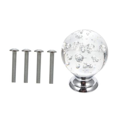 ECOLFE Cabinet Handles, 4pcs Crystal Glass Knobs Brass Door Brass Knobs Doorknobs for Interior Door Crystal Door Knobs with Lock Dresser Crystal Knobs Home Supplies Decorate, Silver