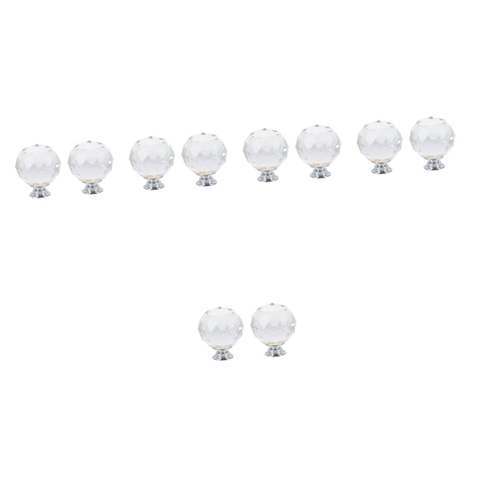ECOLFE Cabinet Handles, 10 Pcs Cabinet Crystal Diamond Door Knob Upholstery Trim Bedroom Door Knobs with Lock Dresser White Crystal Transparent