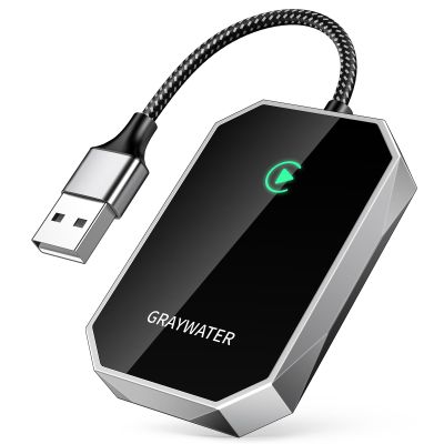 GRAYWATER Wireless CarPlay Adapter, Convert OEM Wired to Wireless Car Play Dongle Fit for Cars 2015+ & for Apple iPhone iOS 10+, Innovative Seamless Control Plug & Play