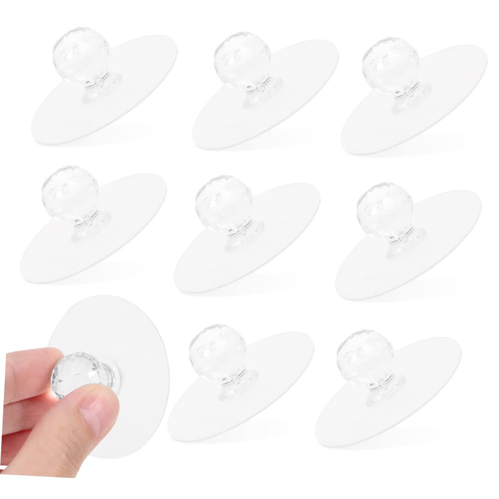 ECOLFE Cabinet Handles, 10pcs Self-Adhesive Crystal Knobs Suction Cup s Knobs for Kitchen Transparent CabinetDoor Knobs