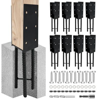 ITeVe.GD Concrete Post Holder,U-Shape Metal Post Bracket Anchor,Heavy Duty 4x4 (Actual 3.5"x3.5") Wet Concrete Post Holder for for Wood Fence,Railing,Pergola,Porch - 8 Pack