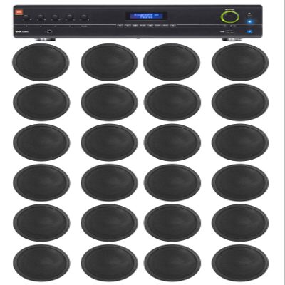 Audiosavings Bundle: (1) JBL VMA1240 Commercial/Restaurant 240W 70v Bluetooth Mixer/Amplifier Bundle with (24) Rockville CCL6T Black 70V 6" Commercial Ceiling Speakers 4 Restaurant/Office (25 Items)