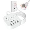 ELECTERY 360 Rotating Flat Plug Power Strip, 10 Ft Extension Cord with 3 AC Outlets, 4 USB Ports 16 AWG Wire for Home, Office, and Travel - ETL Certified, White view 1