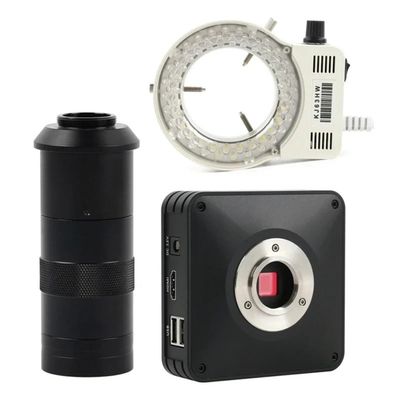 ZTBH Microscope Accessories Kit Full HD 1080P Sensor IMX185 HDMI Industrial Lab Electronic Digital Microscope UI C-Mount Camera USB Disk Storage Microscope Slides (Color : 100x Lens with Light)
