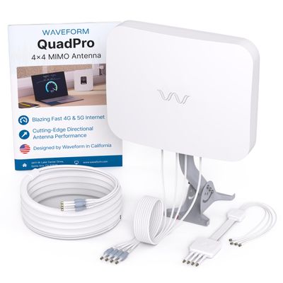 QuadPro Kit + 40 Total Cable Bundle | 4x4 MIMO Panel Kit for 4G/5G Routers & Gateways | for T-Mobile Home Internet, Verizon, AT&T | Kit w/ 2X 20 SMA Cables, Mount, U.Fl adapters, Window Entry