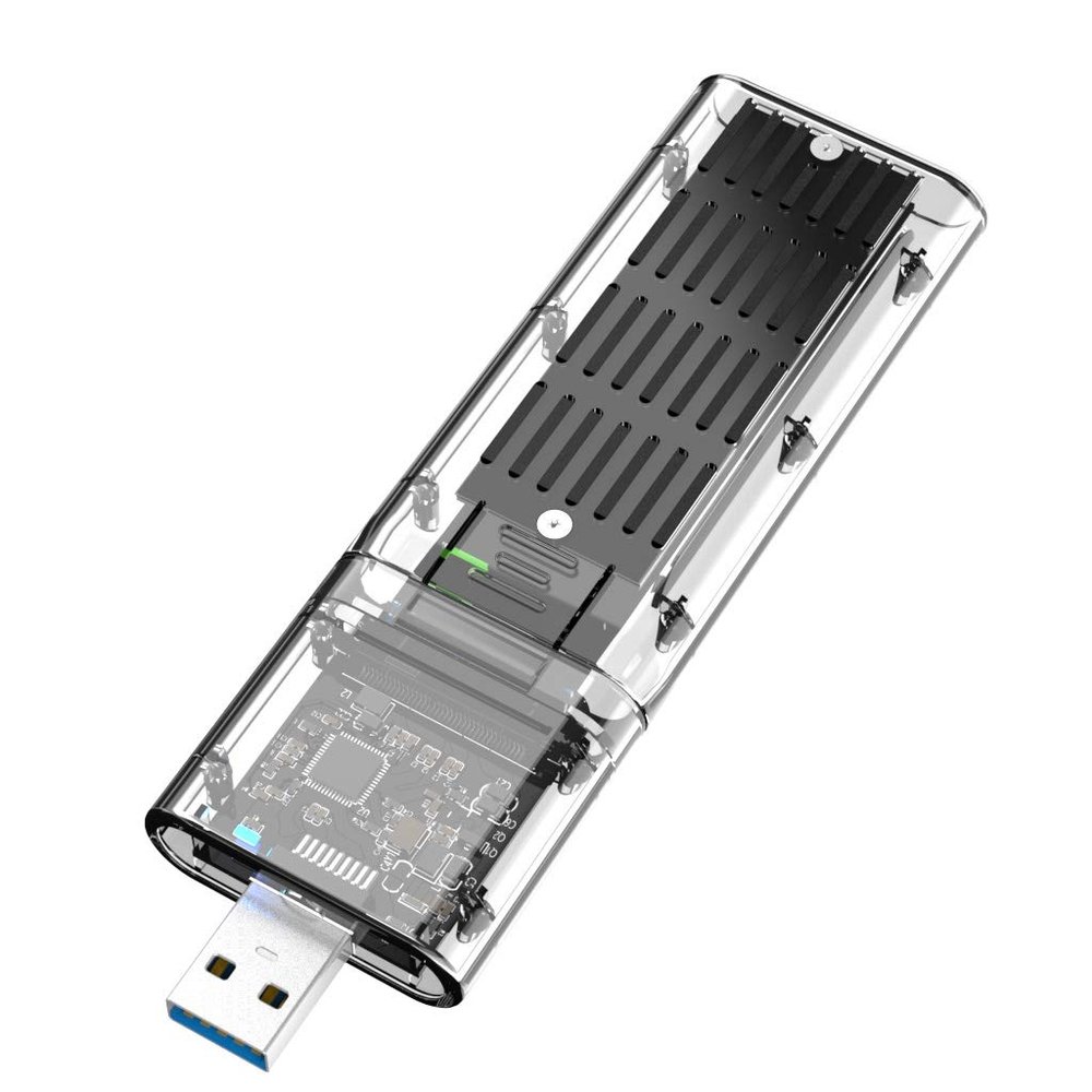 Pasuihcay External M.2 NGFF SSD Enclosure High Speed USB3.0 Gen1 5Gb/S Transparent SSD Hard Drive Case for PC Black