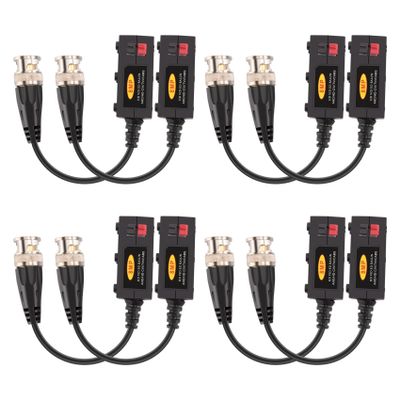 Pasuihcay 1080P AHD/HD-CVI/TVI/CVBS Passive HD Video Balun Transmitter 4 Pairs (UTP Up to 350M-600M), Black