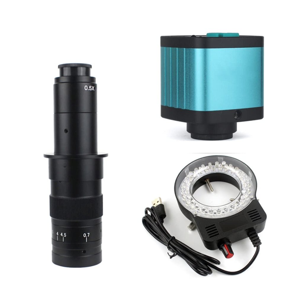 Joebo Microscope Kit 4K 48MP HD 1080P HDMI USB Digital Video Microscope Camera 100X 300X C-Mount Lens Microscope Lens Adapters (Color : 180X)