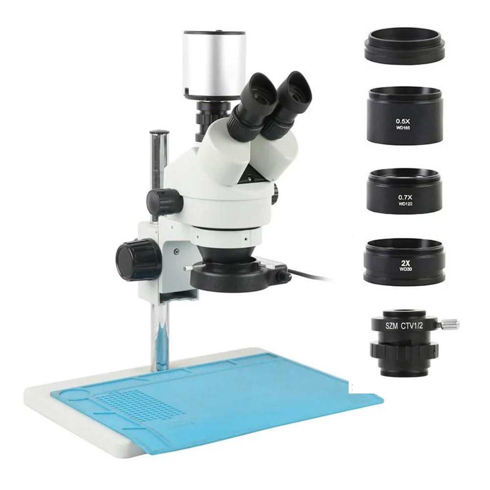 Microscope Kit Autofocus IMX334 4K HDMI USB Measuring Stereo Trinocular Microscope Electronic Digital Video Camera Phone Repair Tool Kit Microscope Lens Adapters (Color : Black, Size : D)