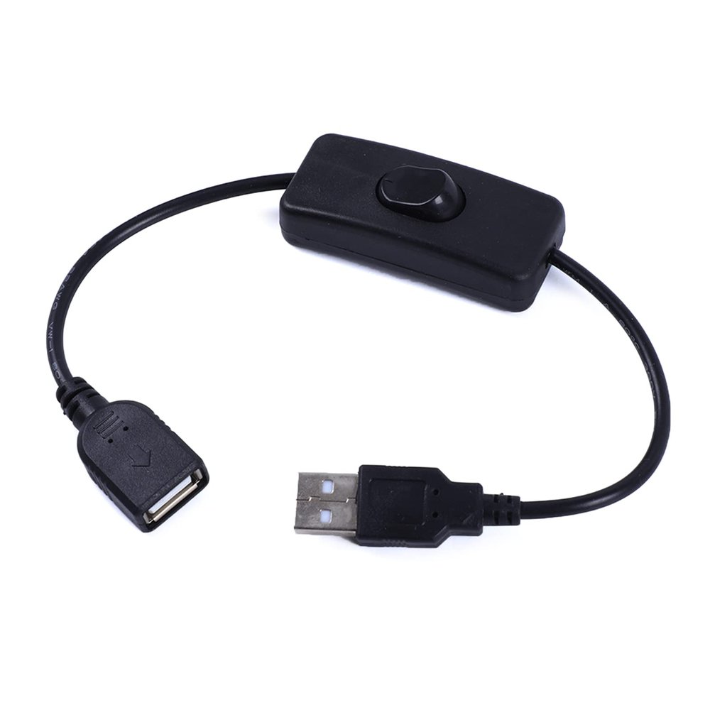 Aurgiarme USB Switch Line USB Cable with On/Off Switch Line 30CM/11.8inches Black/White 30cm USB Cable with Switch ON/Off Cable Extension Toggle Adapter for USB Lamp USB Fan Power Supply Line
