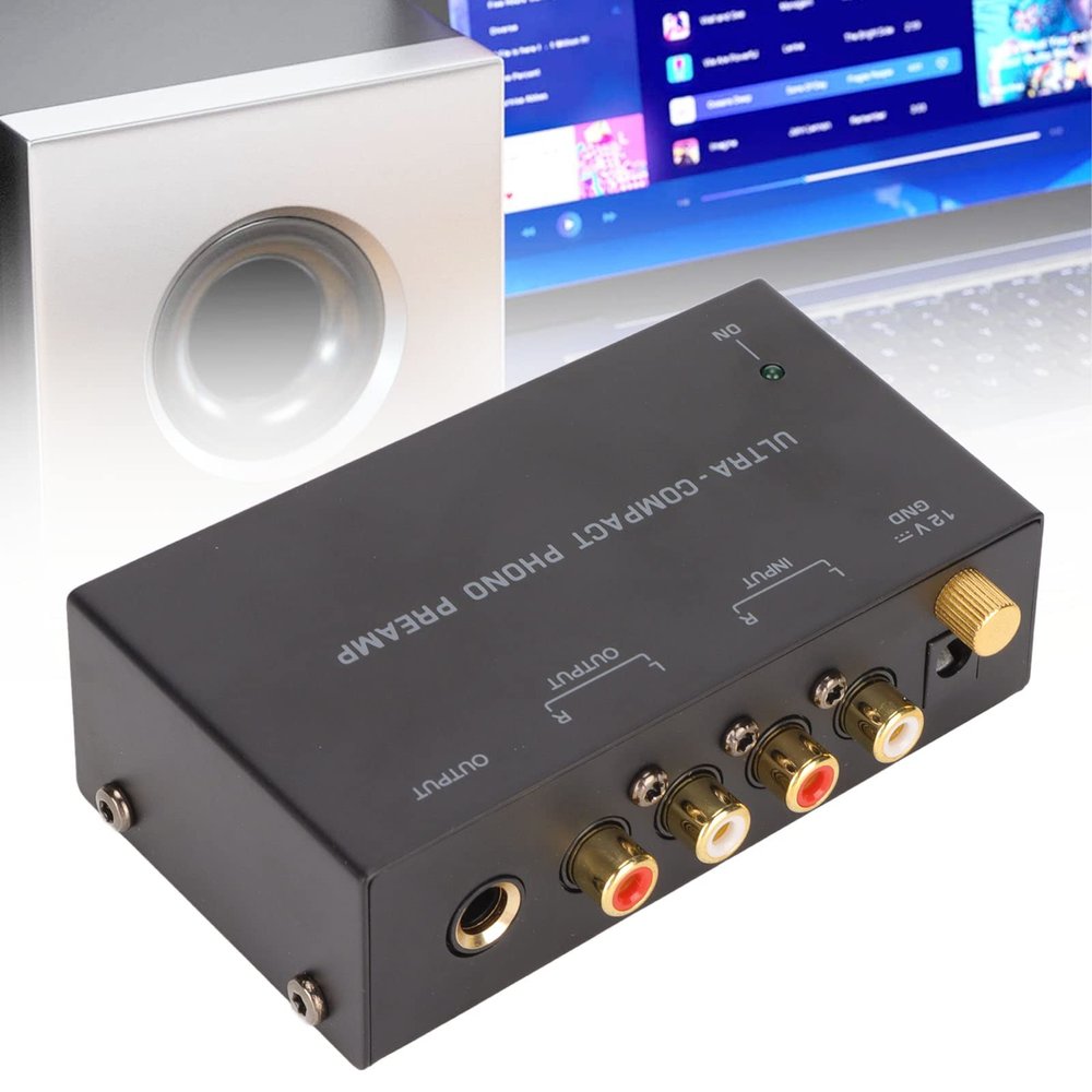PP400 Phono Turntable Preamp, Stereo Input Output Record Player Amplifier with Independent Knob Control, 100 240V (US Plug)