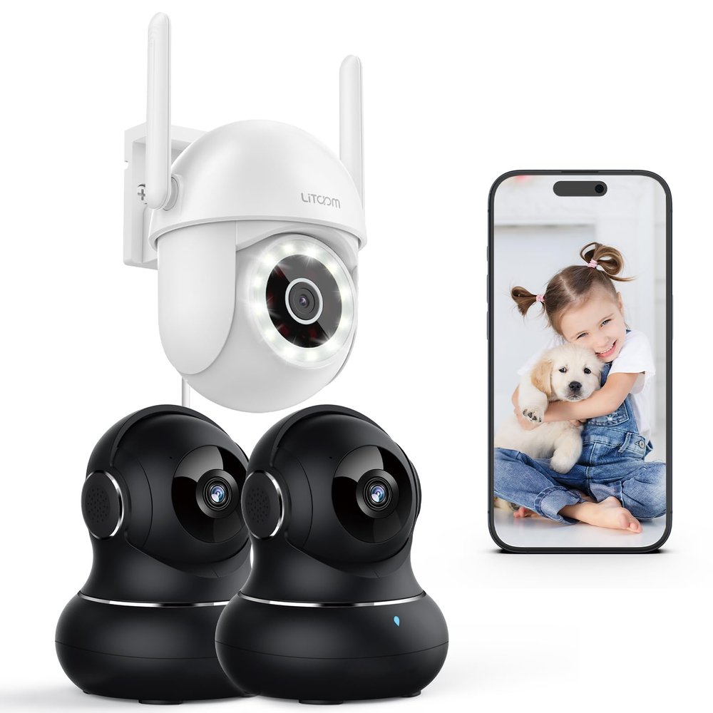 litokam Bundle of 4MP Outdoor Camera & 2 Pack Indoor Security Camera