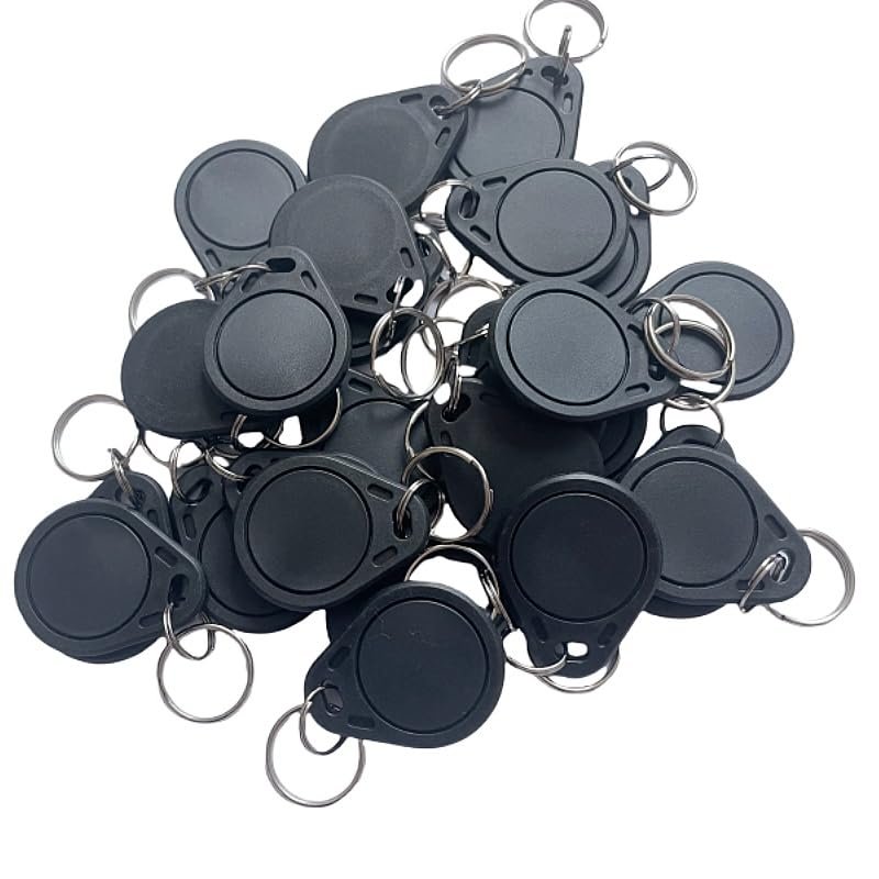 100pcs MF Classic 1K RFID Fob 13.56mhz ISO14443A Key for Door Entry Access Control Read and Write NFC Access Key (Black)