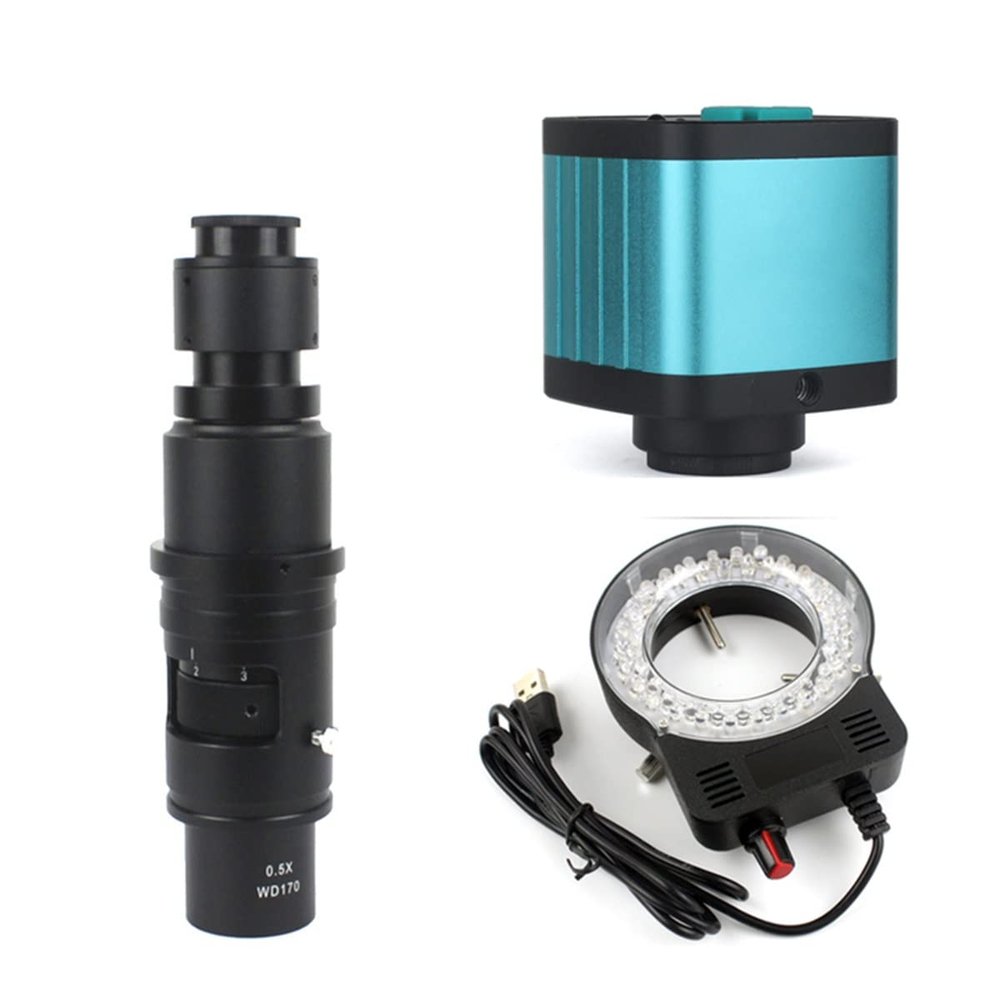 JOEBO Microscope Kit 4K 48MP HD 1080P HDMI USB Digital Video Microscope Camera 100X 300X C-Mount Lens Microscope Lens Adapters (Color : 90X WD170)