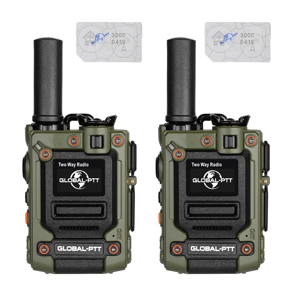 Two-Way Radios Set, 2 Pieces, 4G LTE Connectivity, Long Range Communication, Up to 5000 Miles (2greenwithSIM)