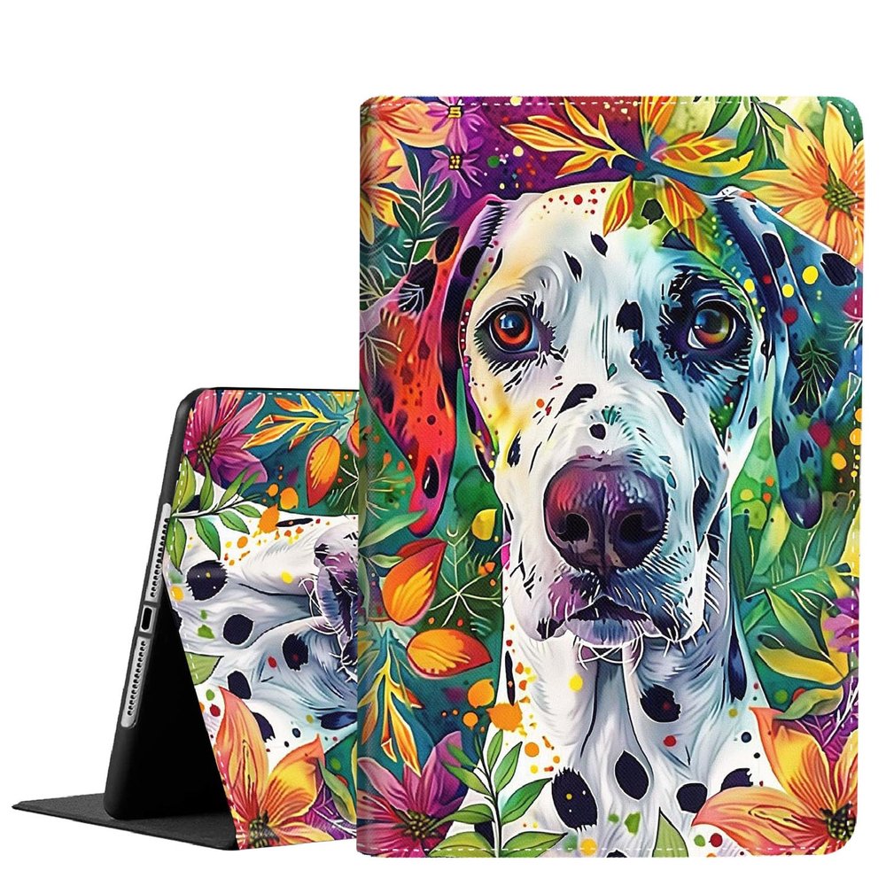 Case for iPad 9th/8th/7th Gen 2021/2020/2019 iPad 10.2 Inch Also Fit iPad Air 3th Gen 2019/iPad Pro 10.5 inchStanding Cover with Auto Sleep/Wake Dalmatian Dog Floral